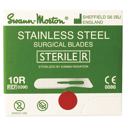 Swann-Morton #10R Surgical Blades 100 Pack Stainless Steel Blade 0390 Authentic
