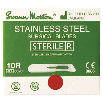 Swann-Morton #10R Surgical Blades 100 Pack Stainless Steel Blade 0390 Authentic